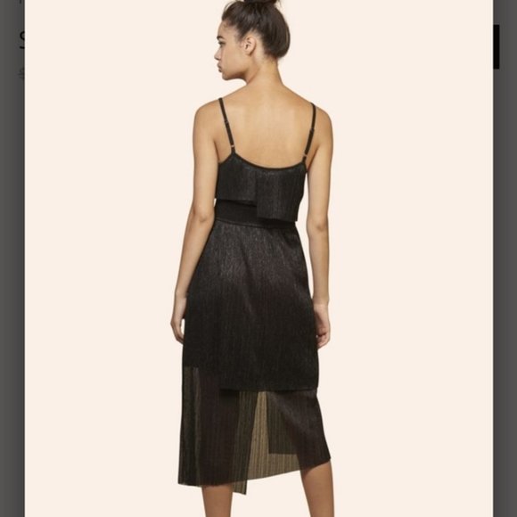 NWT Anthro Black Sparkle Tier Dress - Picture 4 of 7